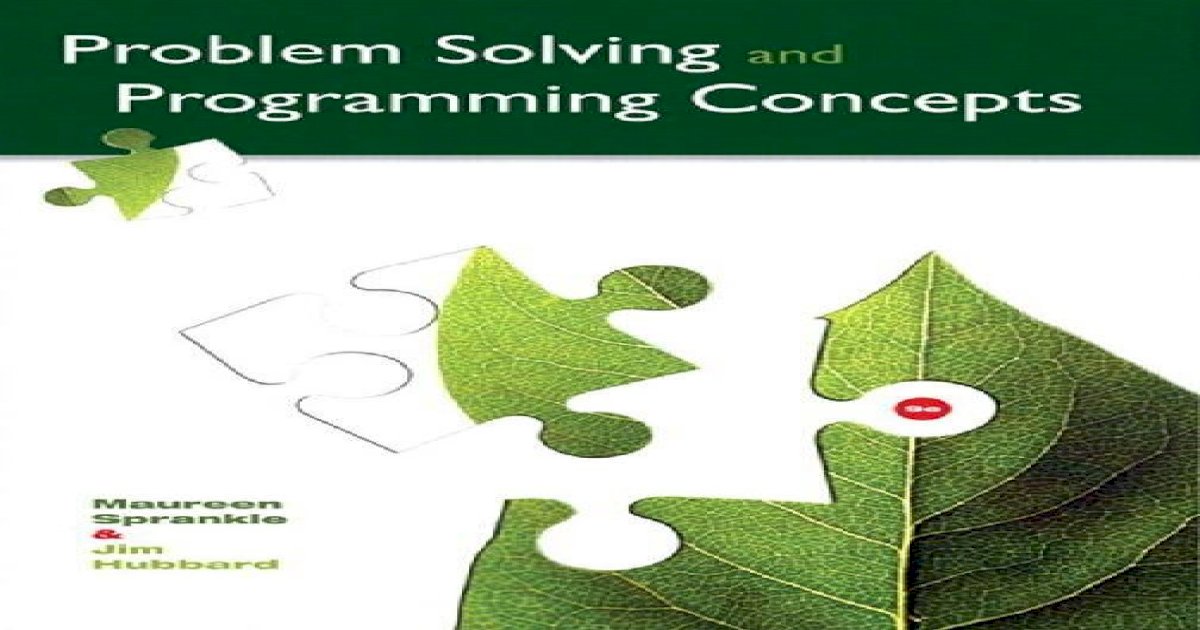 problem solving and programming concepts maureen sprankle pdf free download