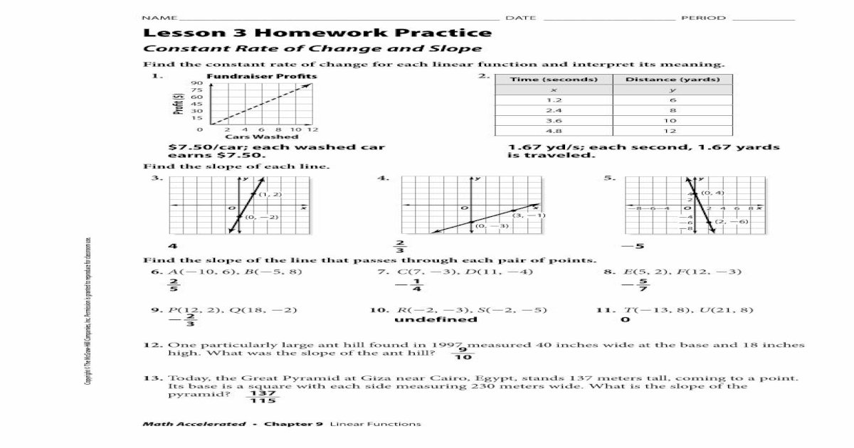PDF file Lesson 3 Homework Practice Constant Rate of...