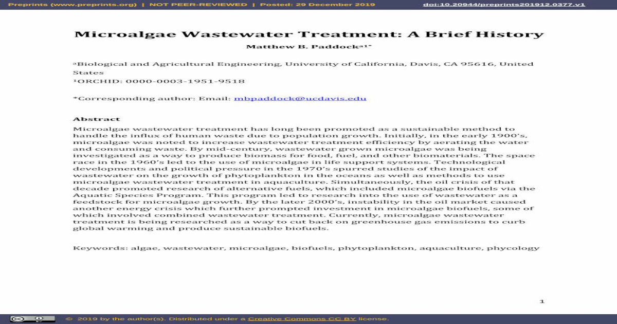 research paper on wastewater treatment using algae