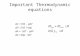 Important Thermodynamic equations. Conditions for equilibrium between Phases ï ï¢
