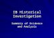 IB Historical Investigation Summary of Evidence and Analysis