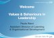 Welcome Values & Behaviours in Leadership · PDF file Appendix 2 26 Leading Managing ... Leadership Pathway Up to and including Band 7 Leaders Wider Directorate Leaders Aspiring Leaders