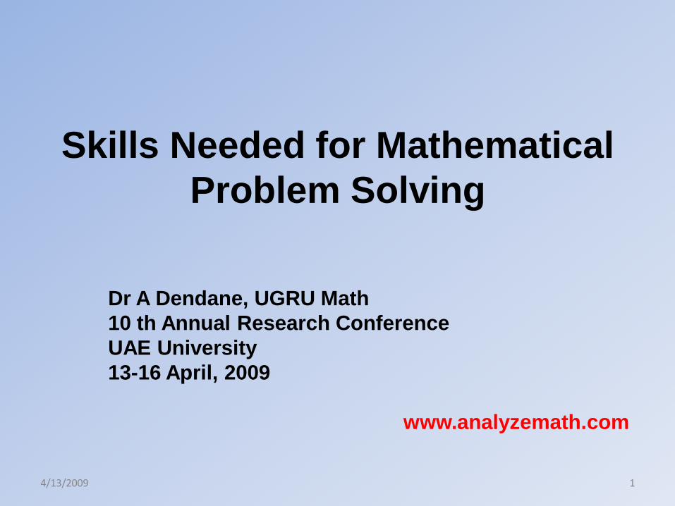 alan schoenfeld mathematical problem solving pdf