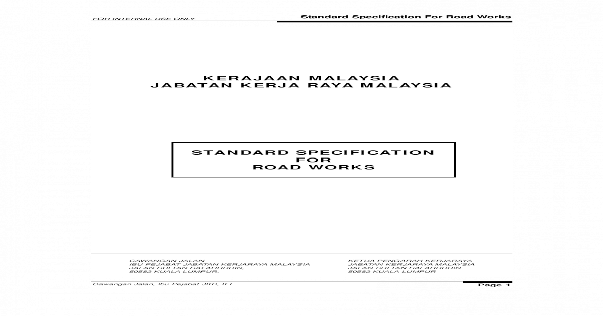 Standard Specification Jkr Road Pdf Document