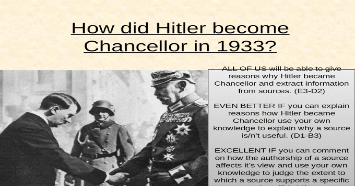 what did hitler do when he became chancellor