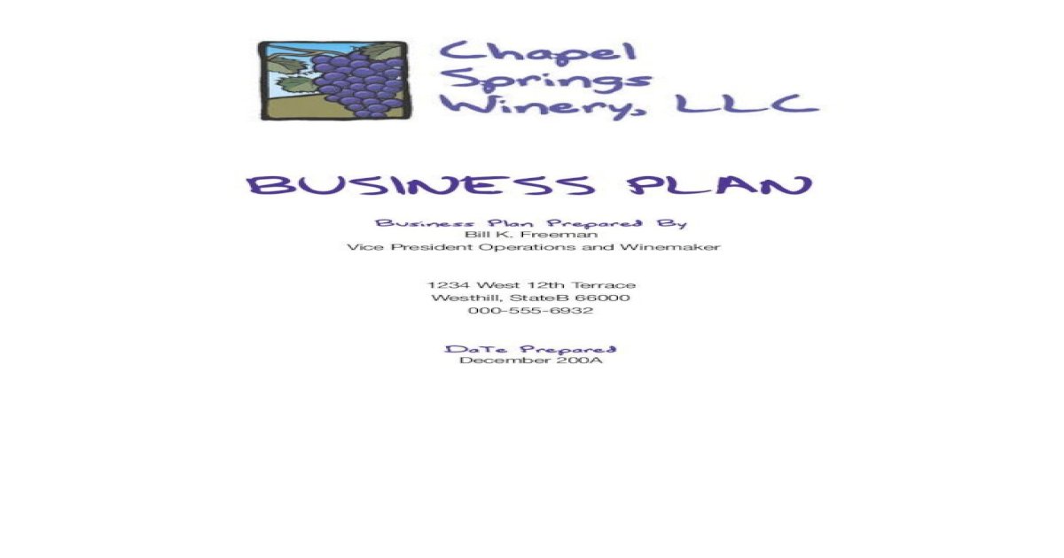 wine brand business plan