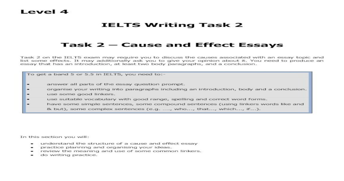 cause and effect essay writing task 2