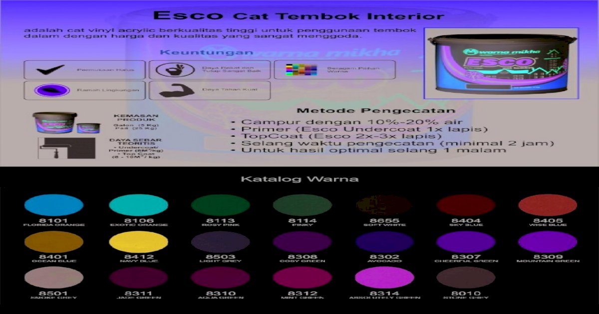 Katalog Warna  Cat  Tembok  Esco Cat  Tembok Interior 