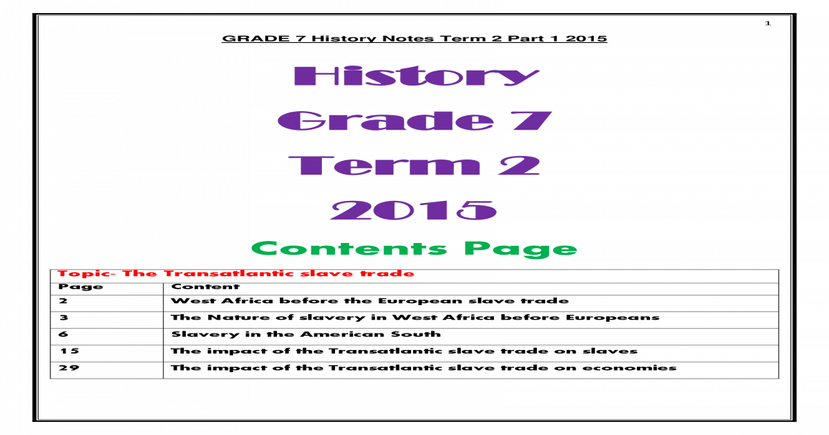 history essay grade 9 term 2