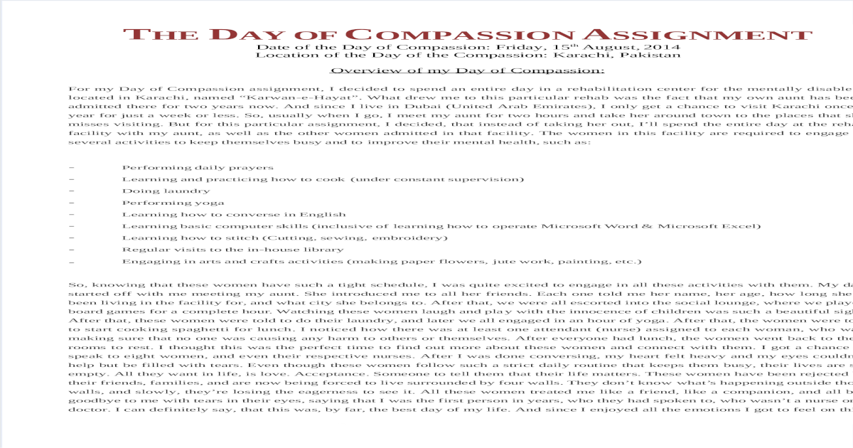 college essay about compassion