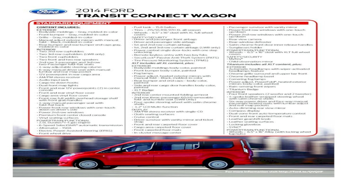 2014 Ford Transit Connect Wagon LWB Specs covers