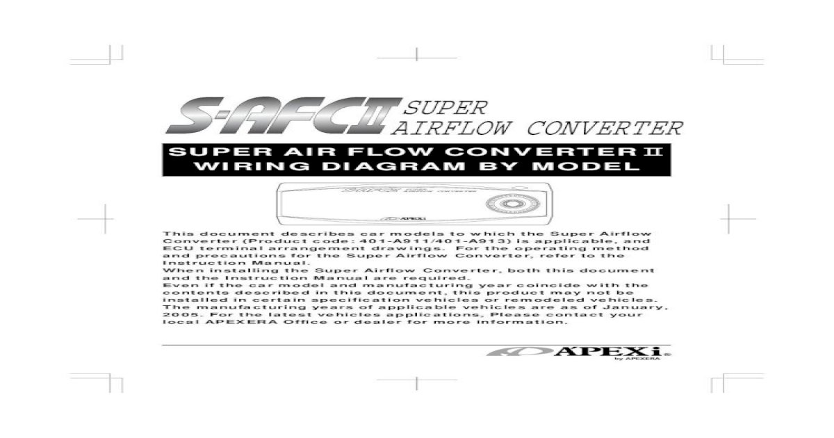 Apexi Installtion Instruction Manual S, Apexi Afc Neo Wiring Diagram Nissan Note