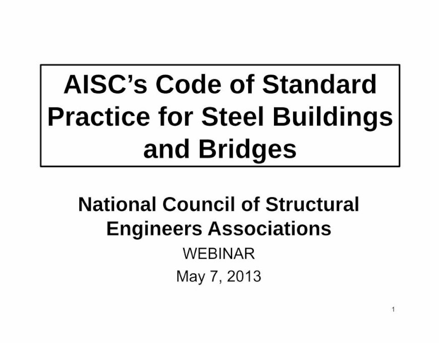 Aiscs Code Of Standard Practice For Steel Ncsea Aiscs Code Of